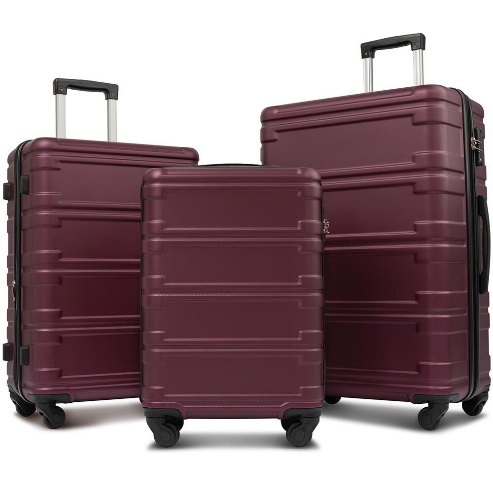 Set of 3 Hard-shell Lightweight Spinner Suitcase with TSA Lock - Zinfandel_1