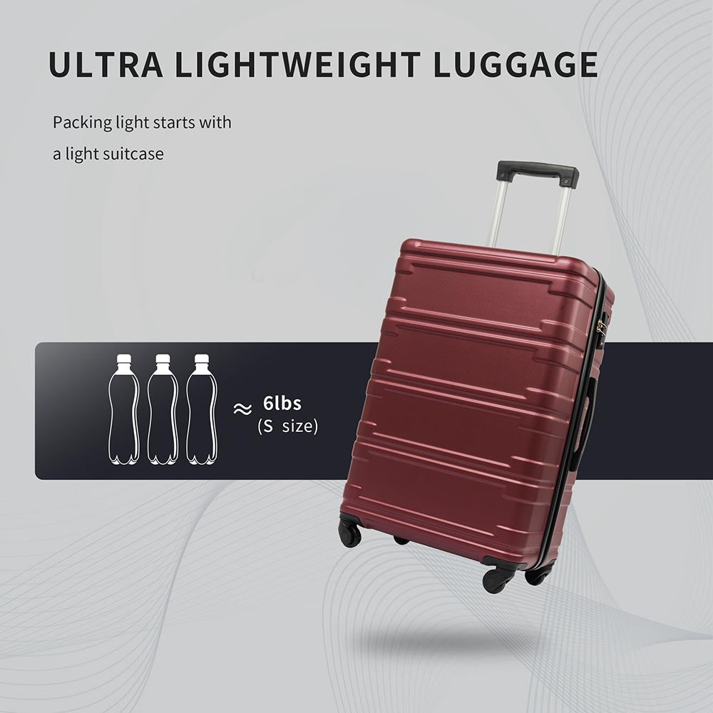 Set of 3 Hard-shell Lightweight Spinner Suitcase with TSA Lock - Zinfandel_12