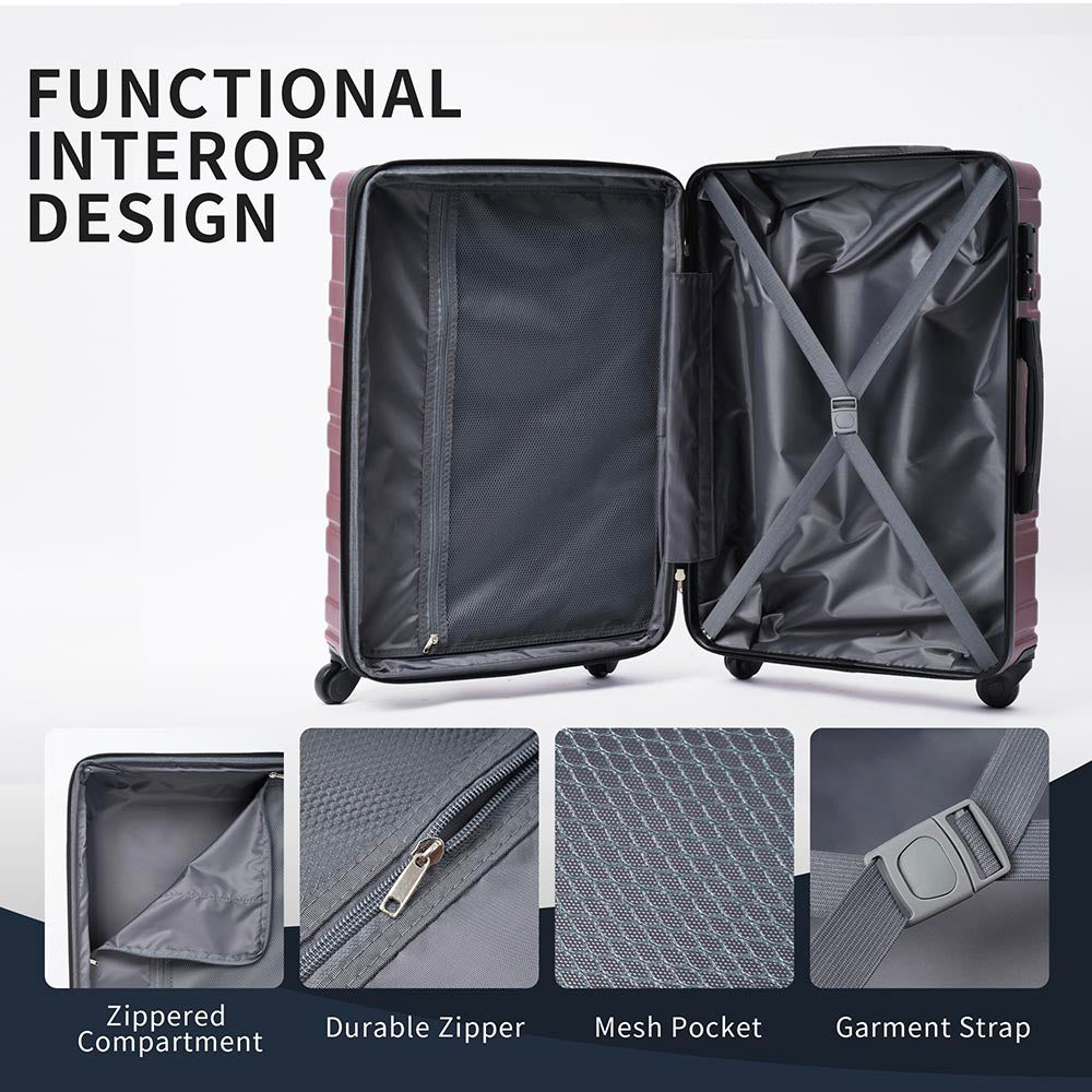 Set of 3 Hard-shell Lightweight Spinner Suitcase with TSA Lock - Zinfandel_15