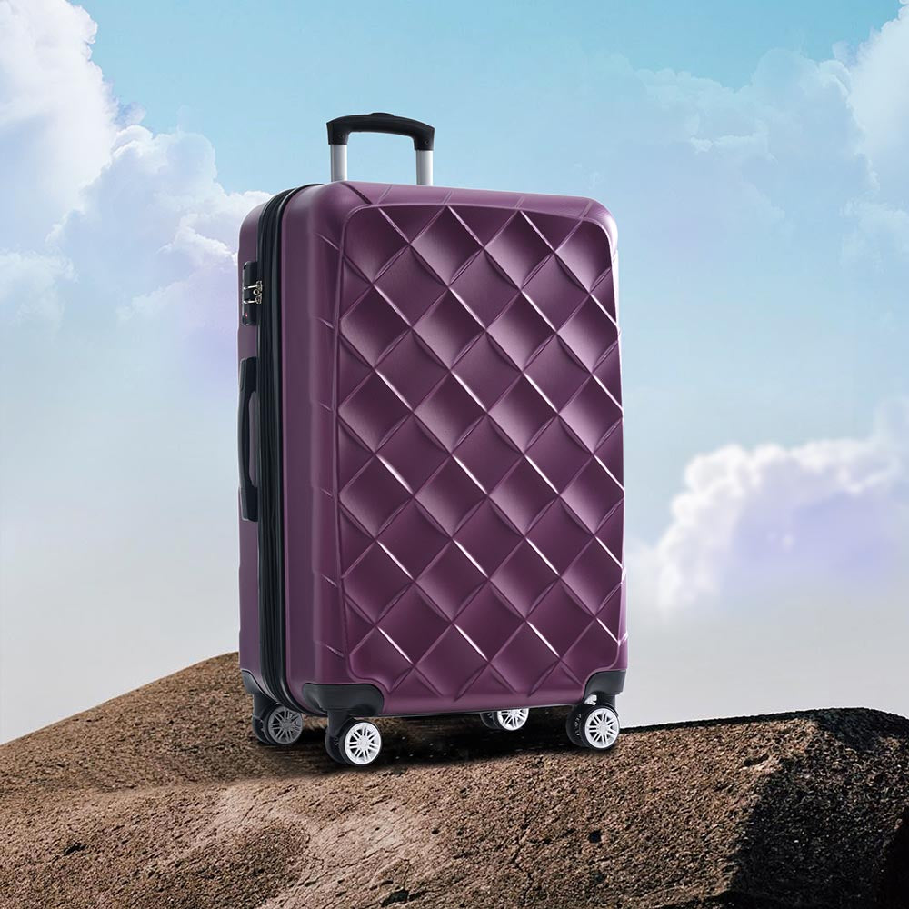Set of 3 Lightweight Suitcase with TSA Lock and Spinner Wheels - Violet_15