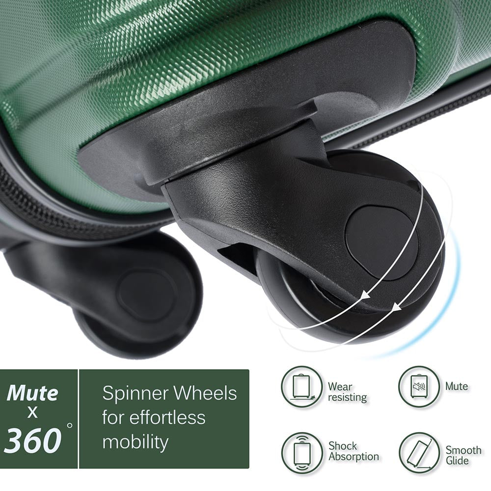 Set of 3 Hard-shell Lightweight Spinner Suitcase with TSA Lock - Green_5