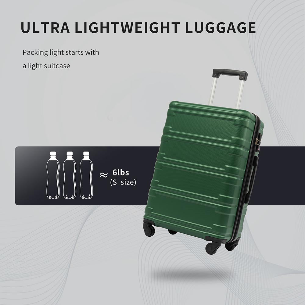 Set of 3 Hard-shell Lightweight Spinner Suitcase with TSA Lock - Green_9
