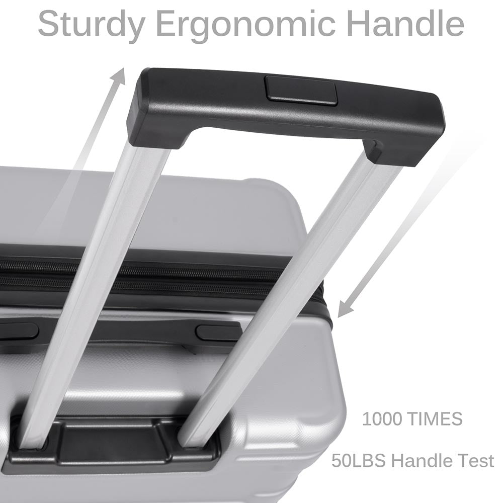 Set of 3 Hard-shell Lightweight Spinner Suitcase with TSA Lock - Silver_4