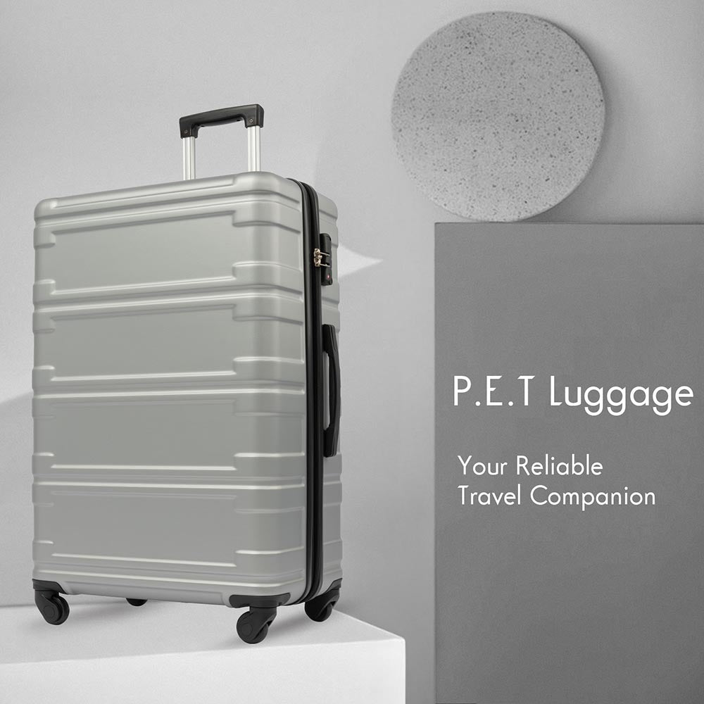 Set of 3 Hard-shell Lightweight Spinner Suitcase with TSA Lock - Silver_8