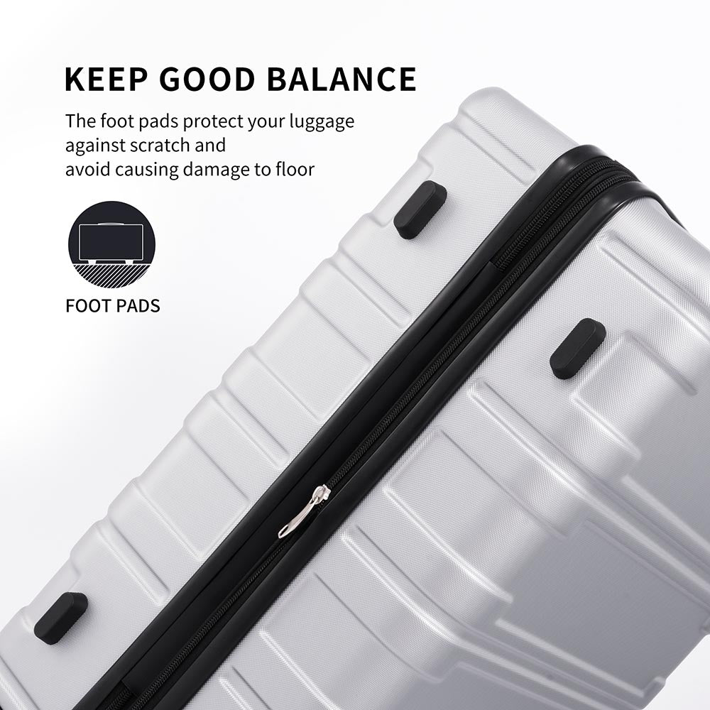 Set of 3 Hard-shell Lightweight Spinner Suitcase with TSA Lock - Silver_13