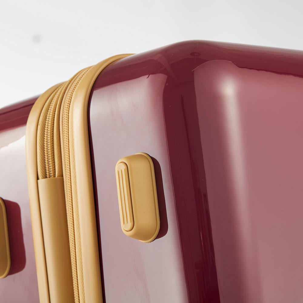 3 Piece Lightweight Hard-shell PC Luggage Sets double spinner 8 wheels Suitcase with TSA Lock - Red_3