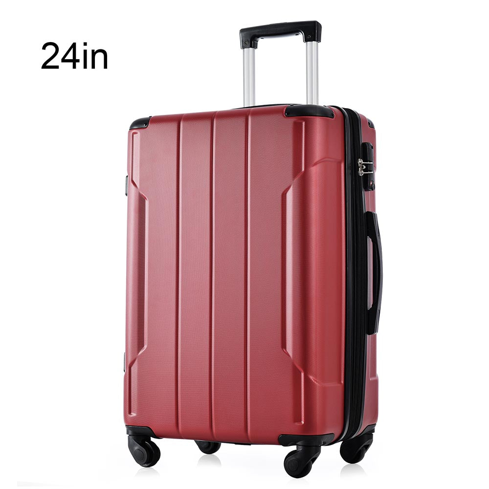 24In Expandable Lightweight Spinner Suitcase with Corner Guards - Red_0