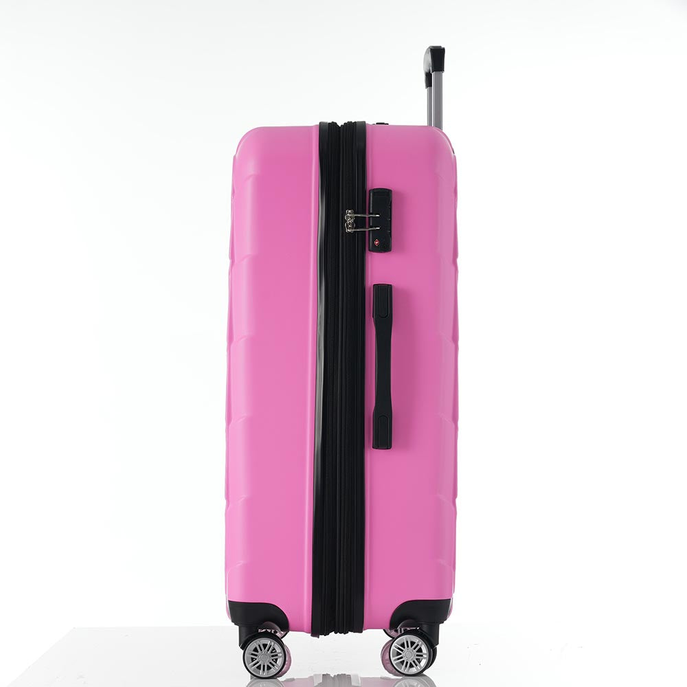 Set of 3 Lightweight Suitcase with TSA Lock and Spinner Wheels - Pink_5