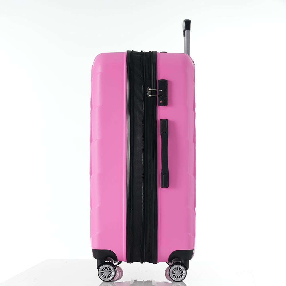 Set of 3 Lightweight Suitcase with TSA Lock and Spinner Wheels - Pink_6