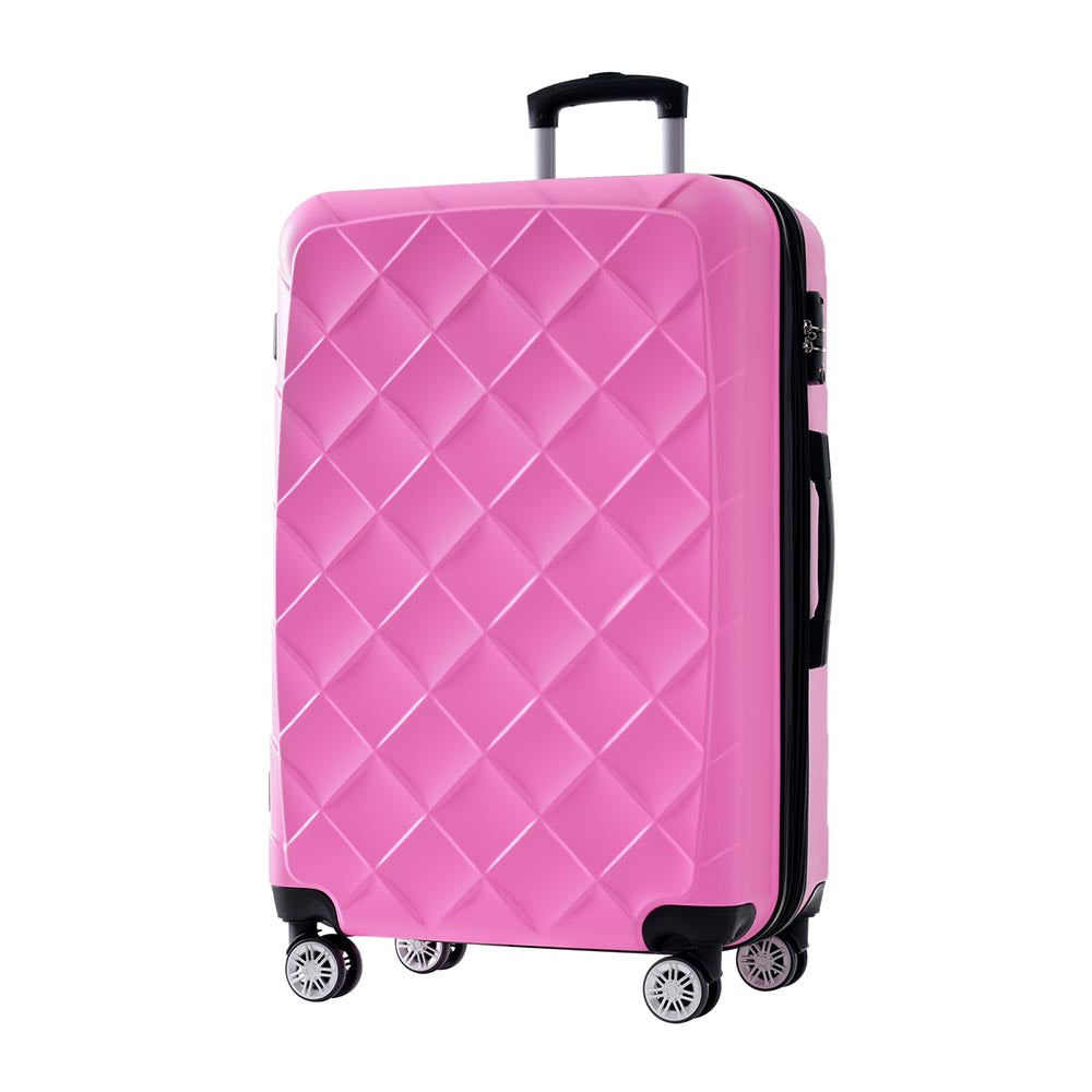 Set of 3 Lightweight Suitcase with TSA Lock and Spinner Wheels - Pink_2