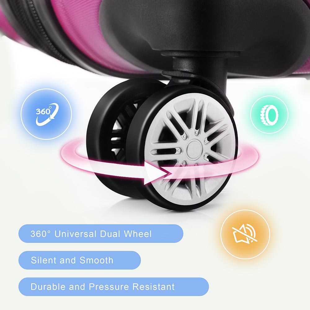 Set of 3 Lightweight Suitcase with TSA Lock and Spinner Wheels - Pink_12