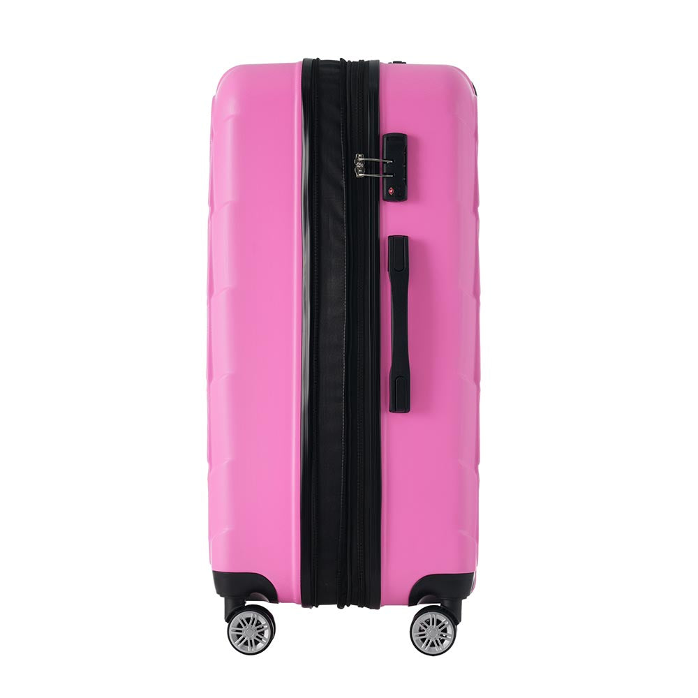 Set of 3 Lightweight Suitcase with TSA Lock and Spinner Wheels - Pink_7