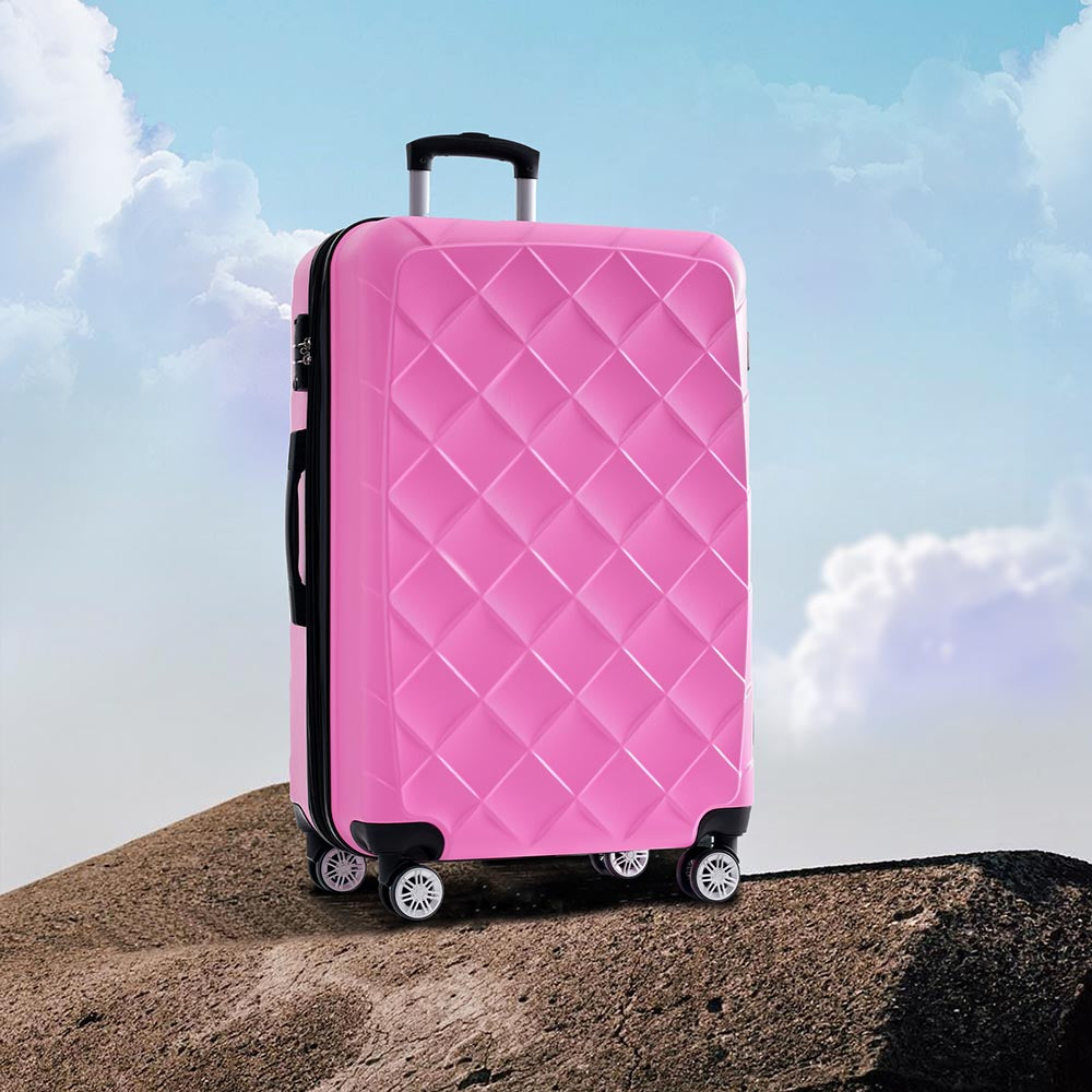 Set of 3 Lightweight Suitcase with TSA Lock and Spinner Wheels - Pink_15