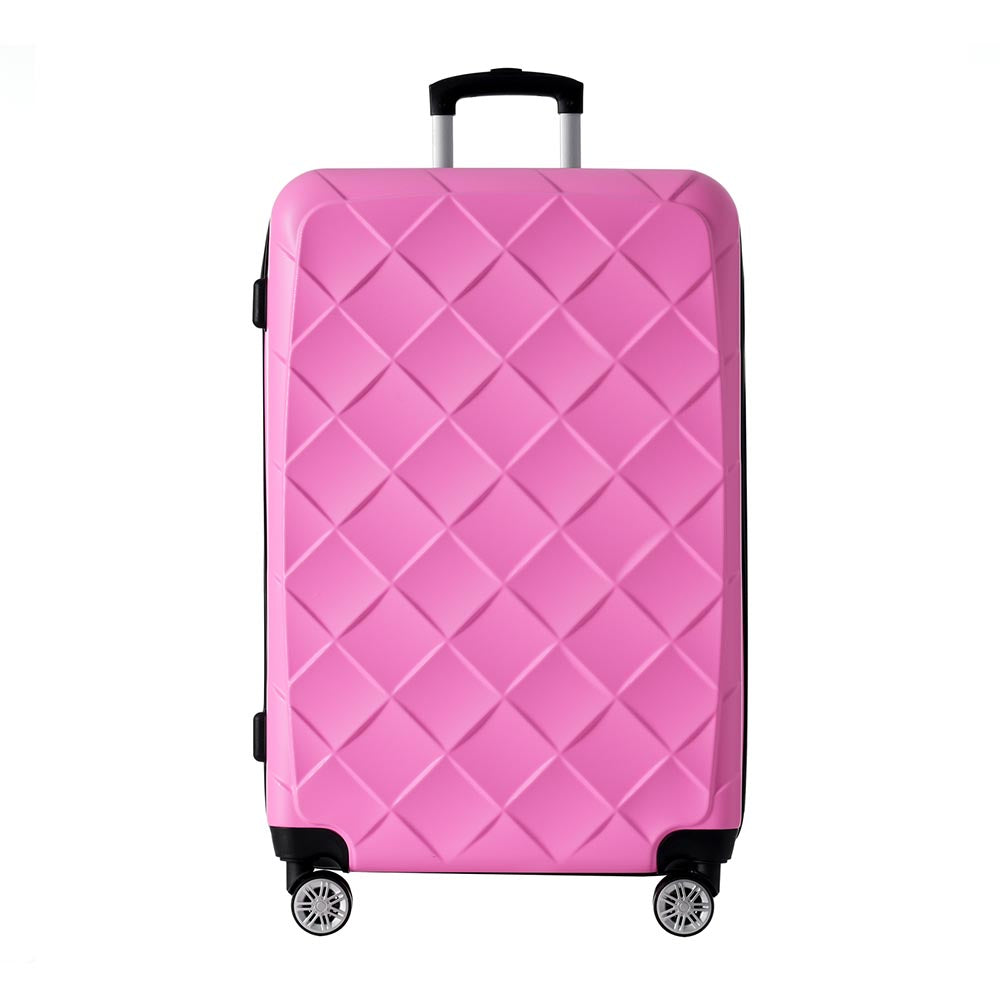 Set of 3 Lightweight Suitcase with TSA Lock and Spinner Wheels - Pink_3