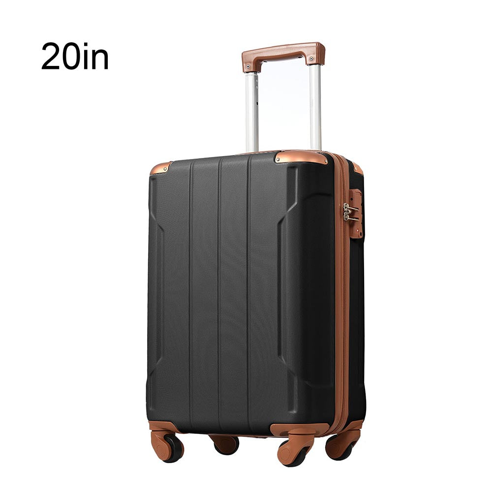 20In Expandable Lightweight Spinner Suitcase with Corner Guards - Black plus Brown_0