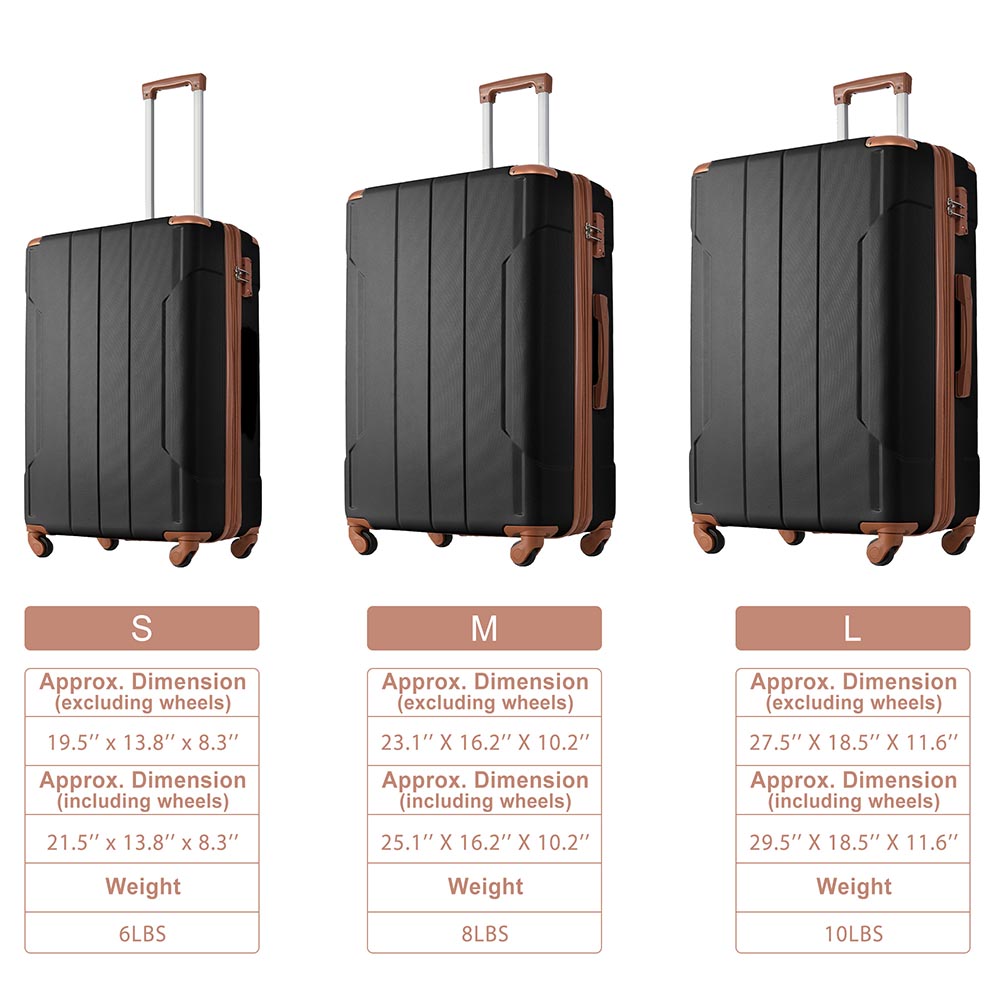 20In Expandable Lightweight Spinner Suitcase with Corner Guards - Black plus Brown_7