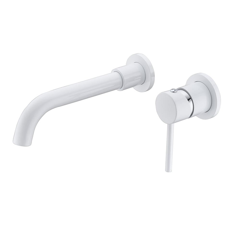 Single Lever Handle Wall Mounted Bathroom Faucet - White_0