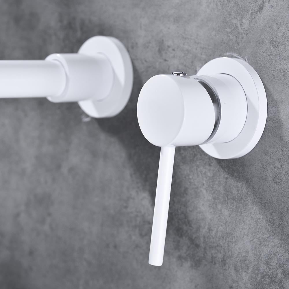 Single Lever Handle Wall Mounted Bathroom Faucet - White_9