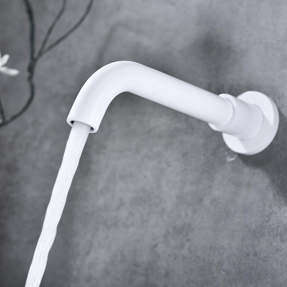 Single Lever Handle Wall Mounted Bathroom Faucet - White_3