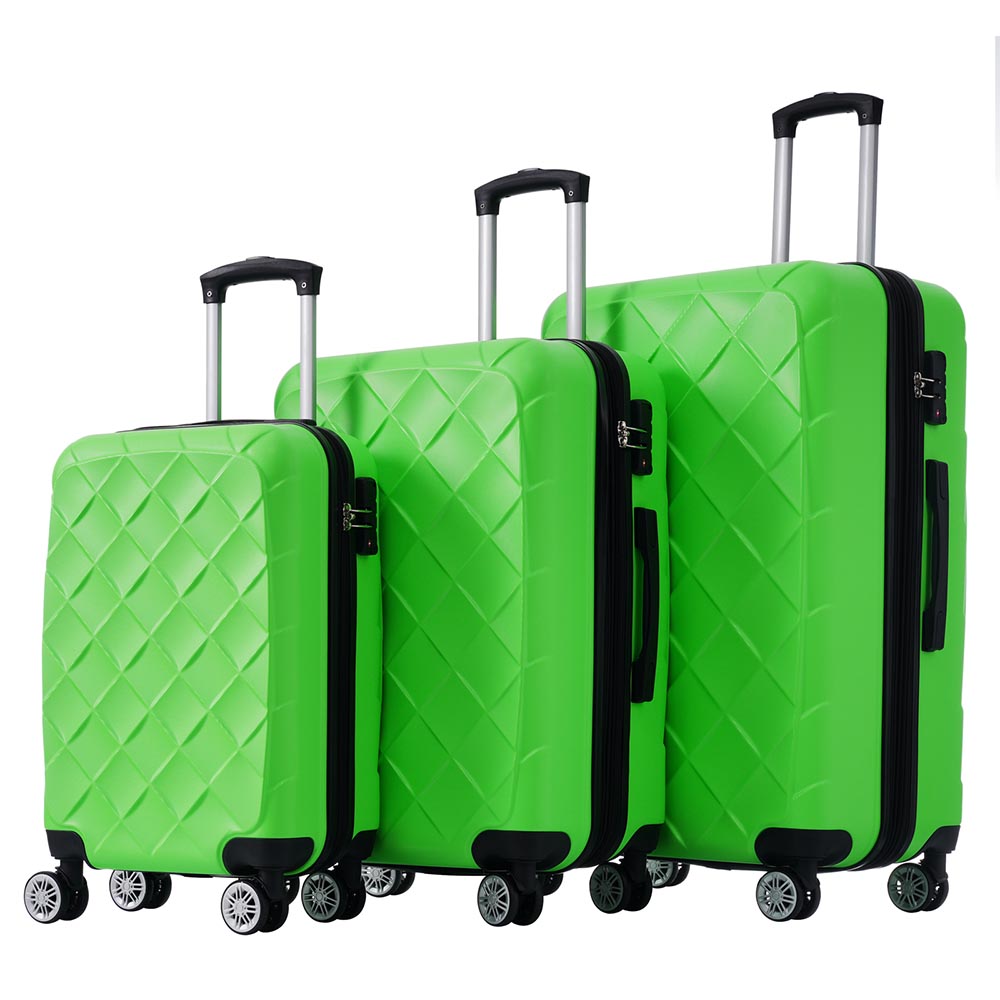Set of 3 Lightweight Suitcase with TSA Lock and Spinner Wheels - Green_0