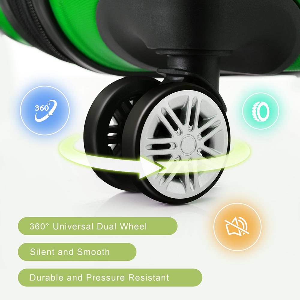 Set of 3 Lightweight Suitcase with TSA Lock and Spinner Wheels - Green_10