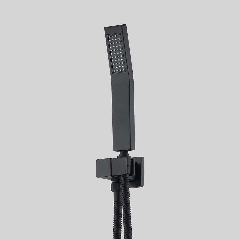Shower System 16 Inch Square Bathroom Luxury Rain Mixer Shower Combo Set - Black_4