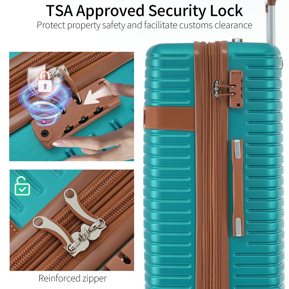 Set of 4 Expandable Lightweight Suitcase with Packing Cubes TSA Lock and Spinner Wheels - Green_4