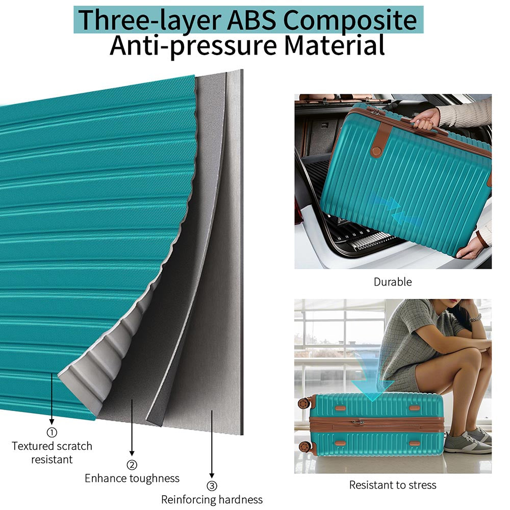Set of 4 Expandable Lightweight Suitcase with Packing Cubes TSA Lock and Spinner Wheels - Green_2