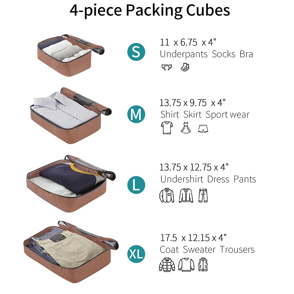 Set of 4 Expandable Lightweight Suitcase with Packing Cubes TSA Lock and Spinner Wheels - Green_1