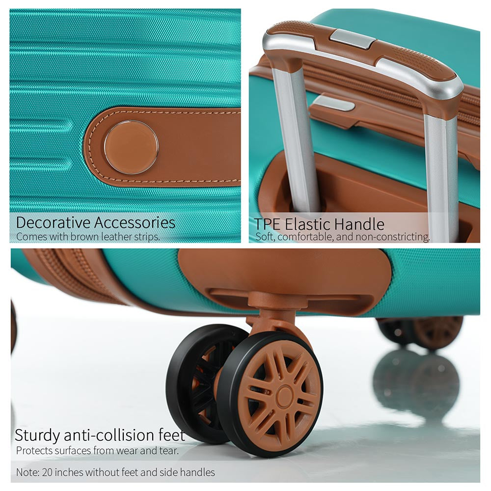 Set of 4 Expandable Lightweight Suitcase with Packing Cubes TSA Lock and Spinner Wheels - Green_6