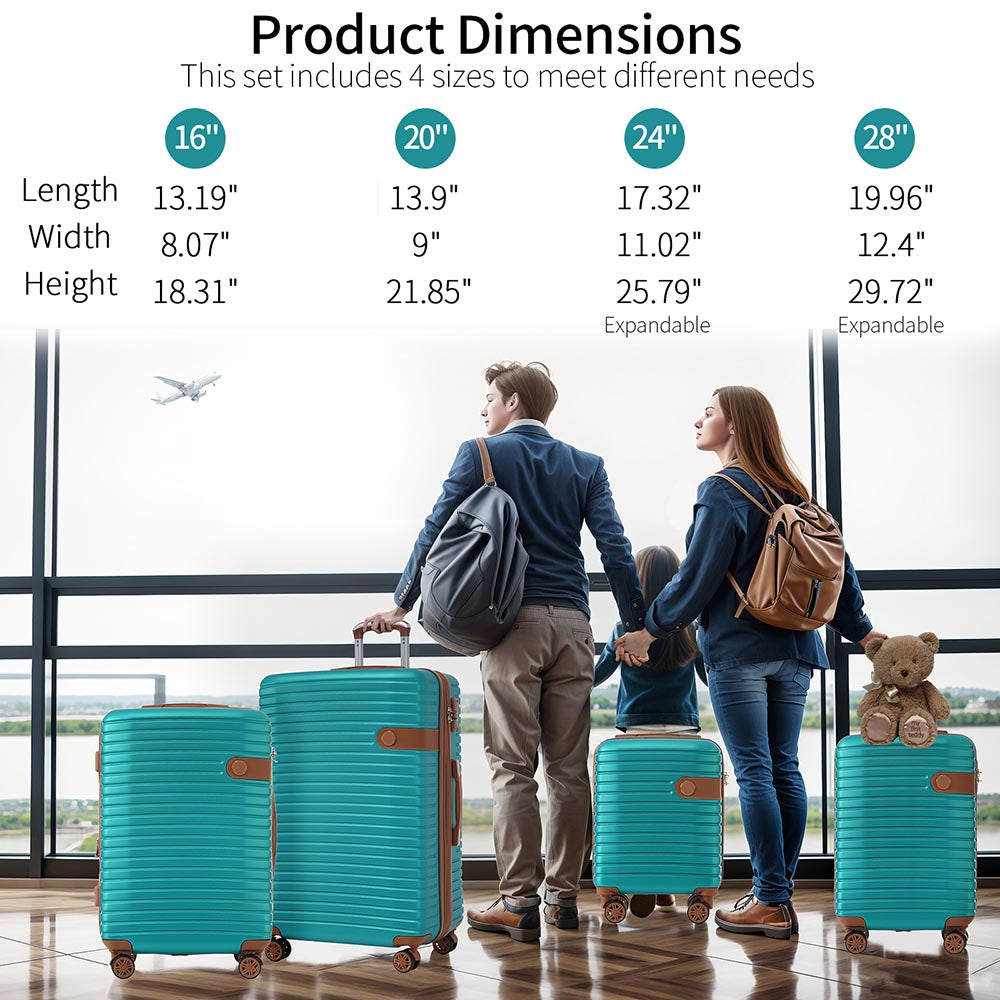 Set of 4 Expandable Lightweight Suitcase with Packing Cubes TSA Lock and Spinner Wheels - Green_7