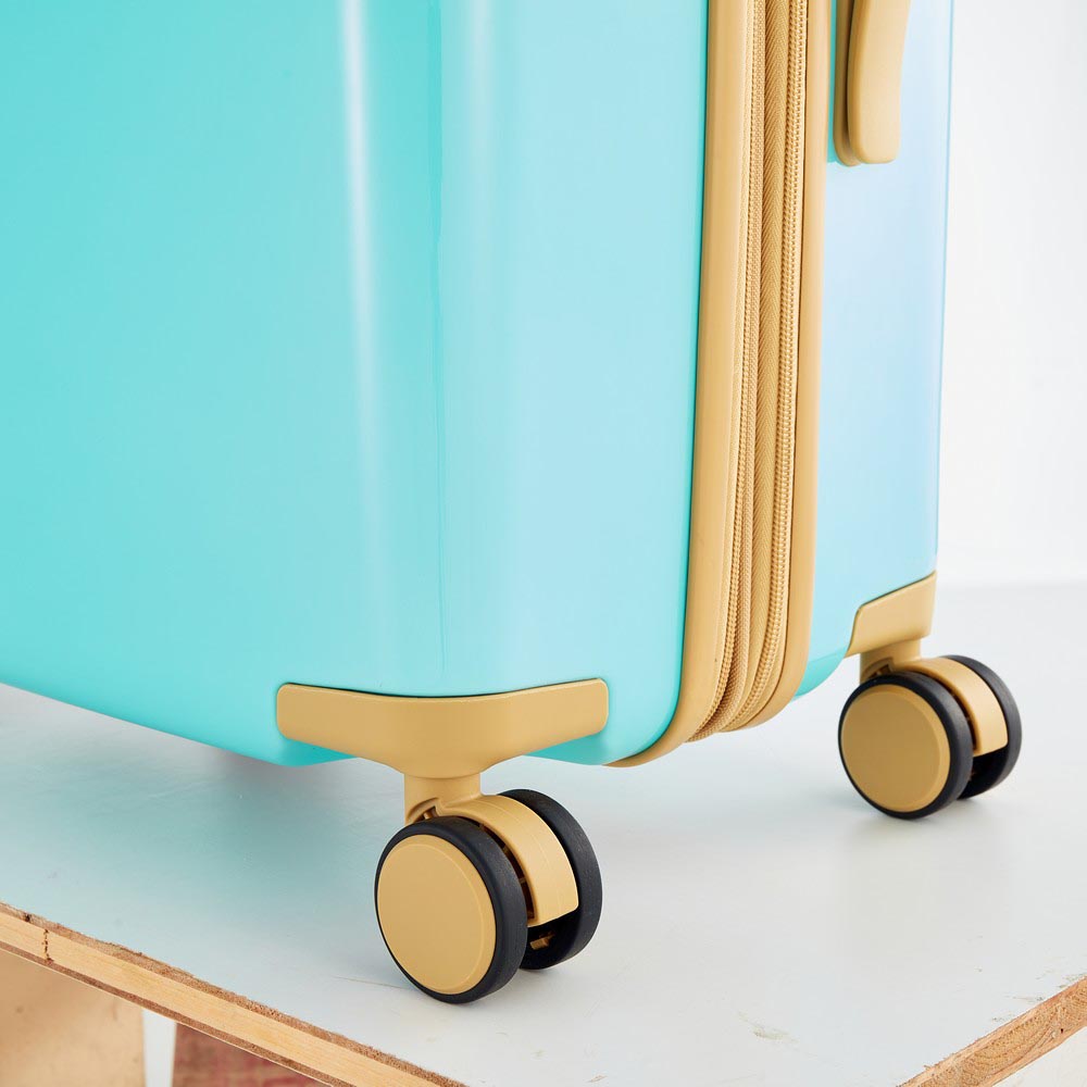 3 Piece Lightweight Hard-shell PC Luggage Sets double spinner 8 wheels Suitcase with TSA Lock - Teal Blue_5