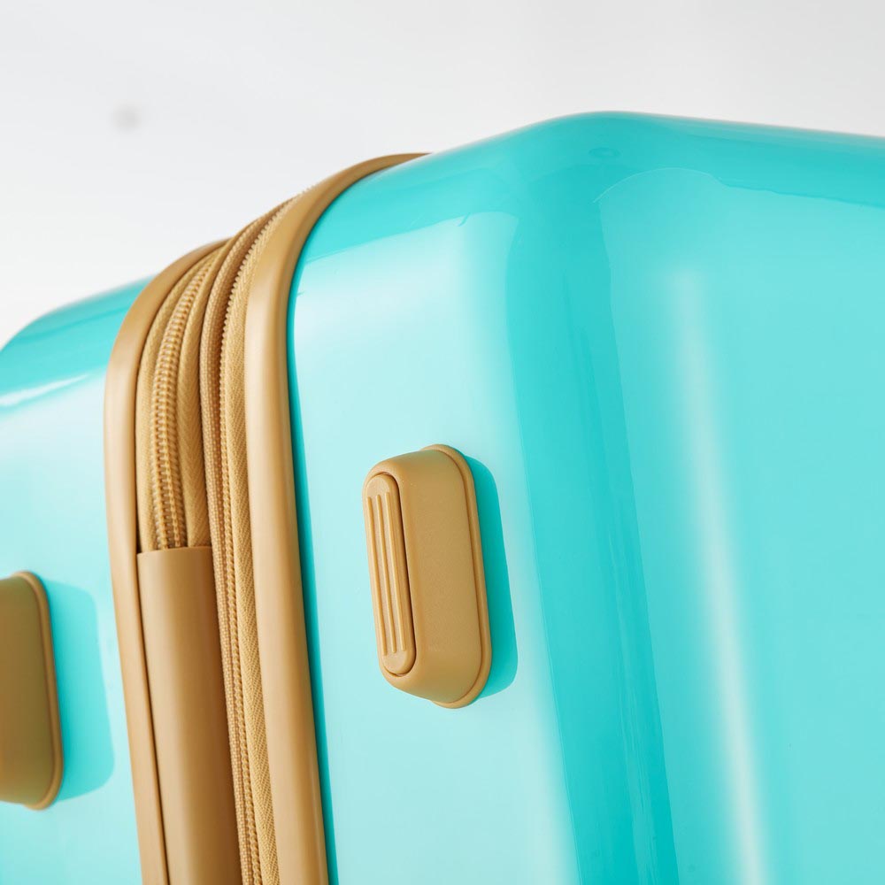 3 Piece Lightweight Hard-shell PC Luggage Sets double spinner 8 wheels Suitcase with TSA Lock - Teal Blue_4