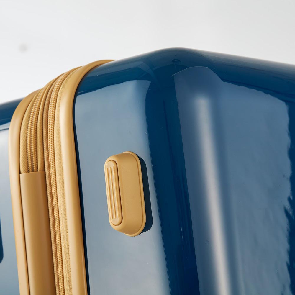 3 Piece Lightweight Hard-shell PC Luggage Sets double spinner 8 wheels Suitcase with TSA Lock - Blue_4