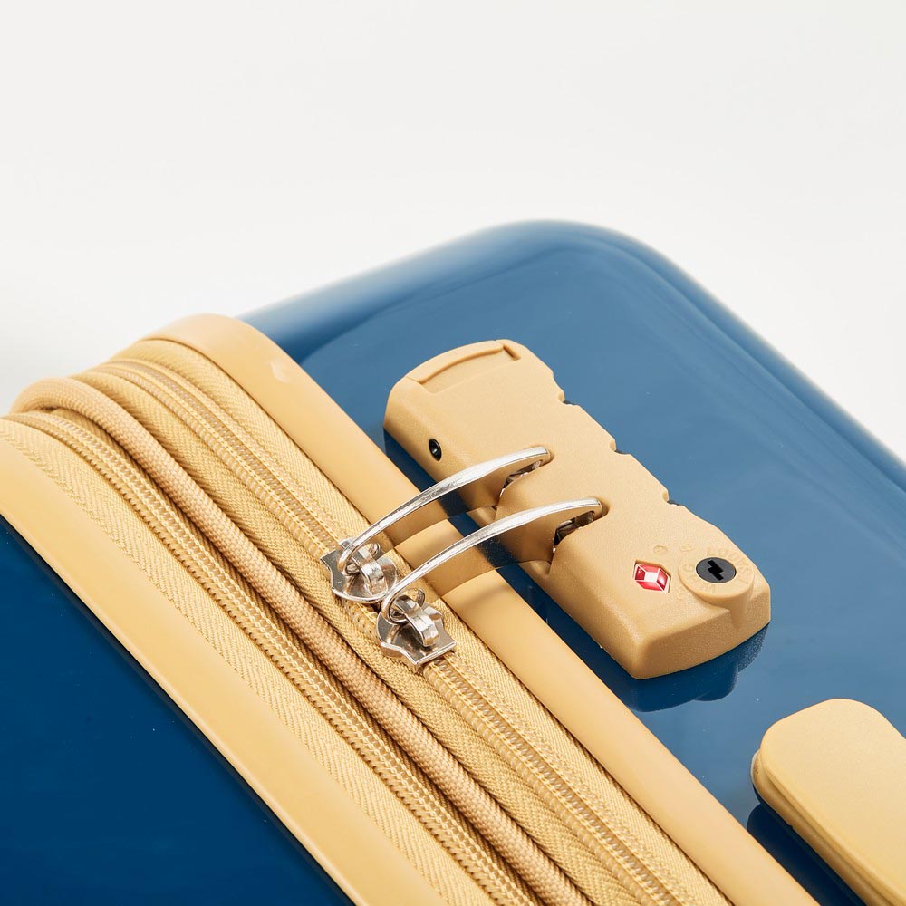 3 Piece Lightweight Hard-shell PC Luggage Sets double spinner 8 wheels Suitcase with TSA Lock - Blue_3