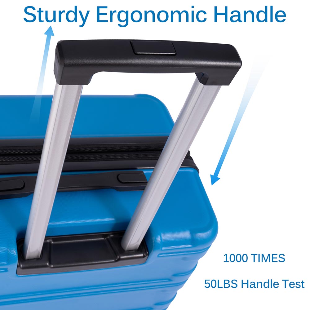 Set of 3 Hard-shell Lightweight Spinner Suitcase with TSA Lock - Blue_4