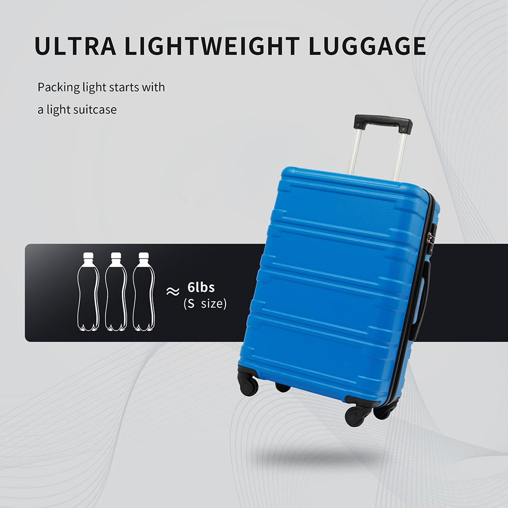 Set of 3 Hard-shell Lightweight Spinner Suitcase with TSA Lock - Blue_13