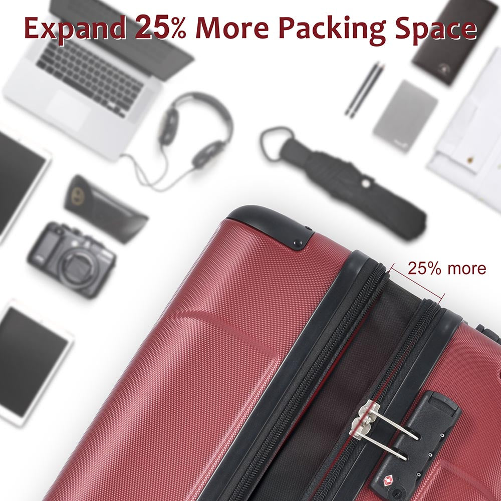 Set of 2 Expandable Hard Side Suitcase with TSA Lock and Spinner Wheels - Red_6