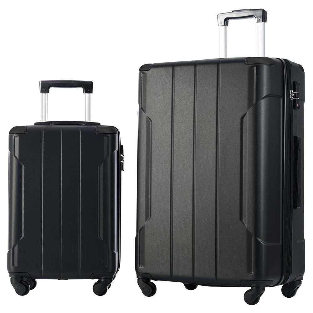 Set of 2 Expandable Hard Side Suitcase with TSA Lock and Spinner Wheels - Black_1