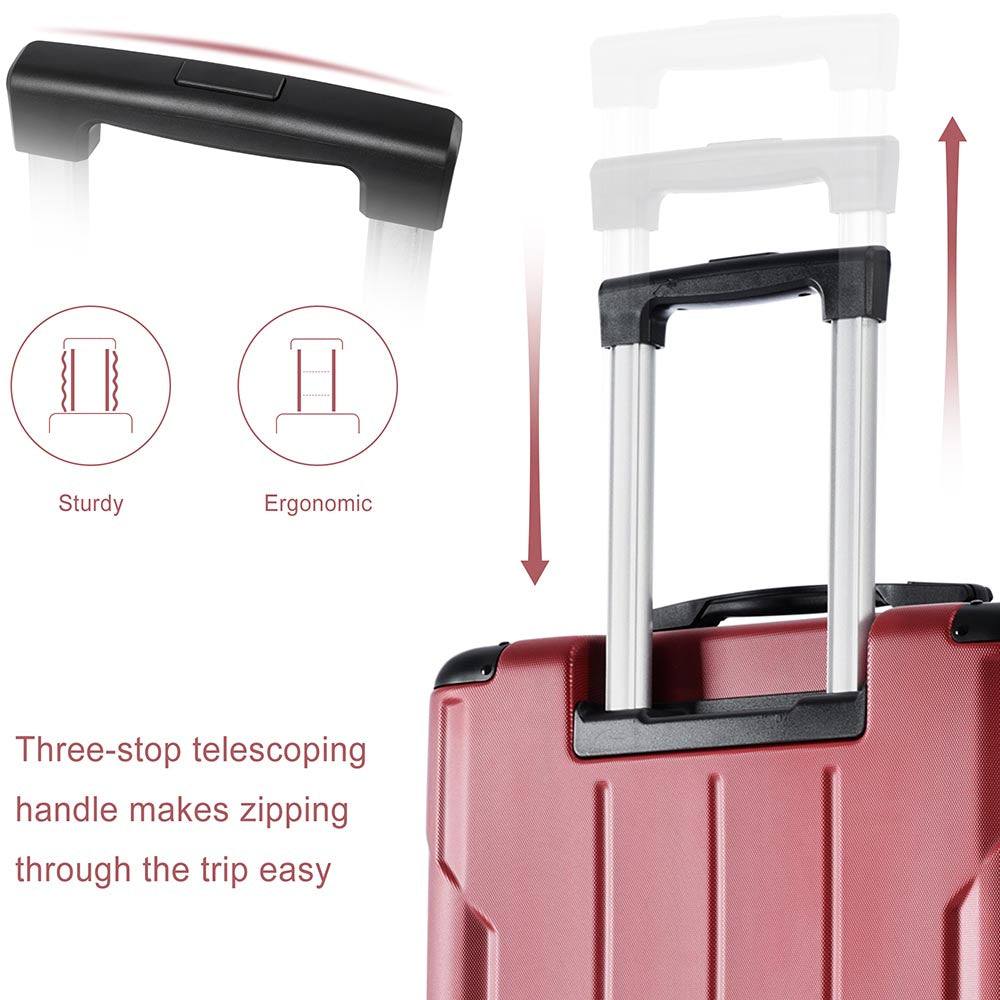 1Pc 20In Expandable Lightweight Spinner Suitcase with Corner Guards - Red_14