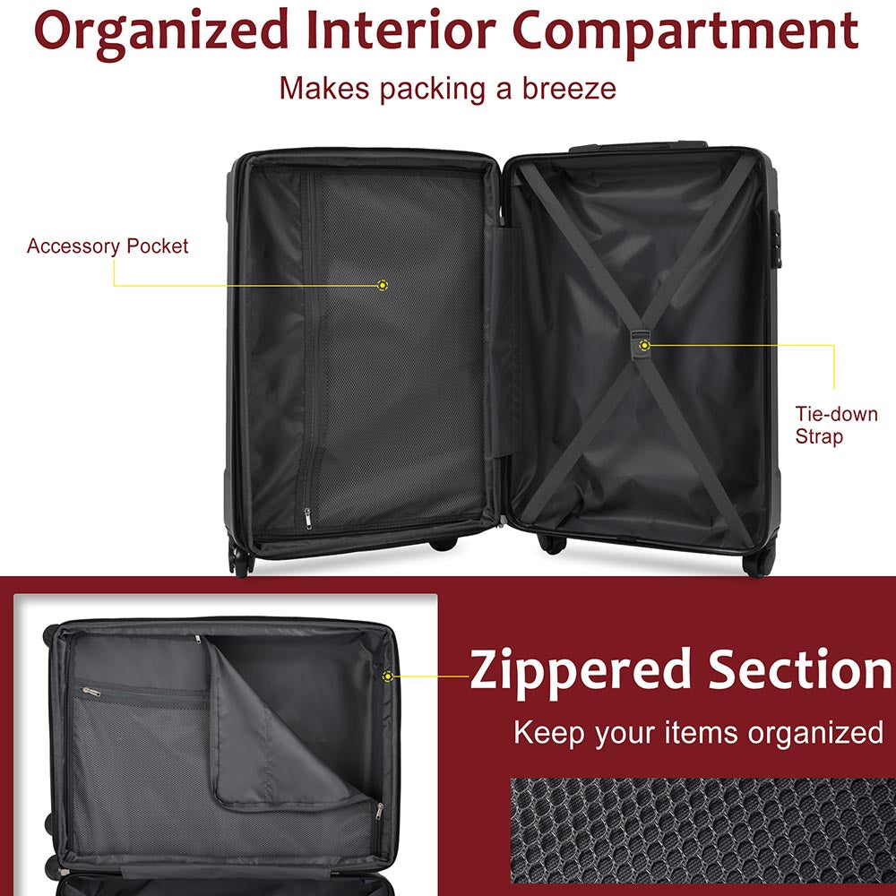 1Pc 20In Expandable Lightweight Spinner Suitcase with Corner Guards - Red_12