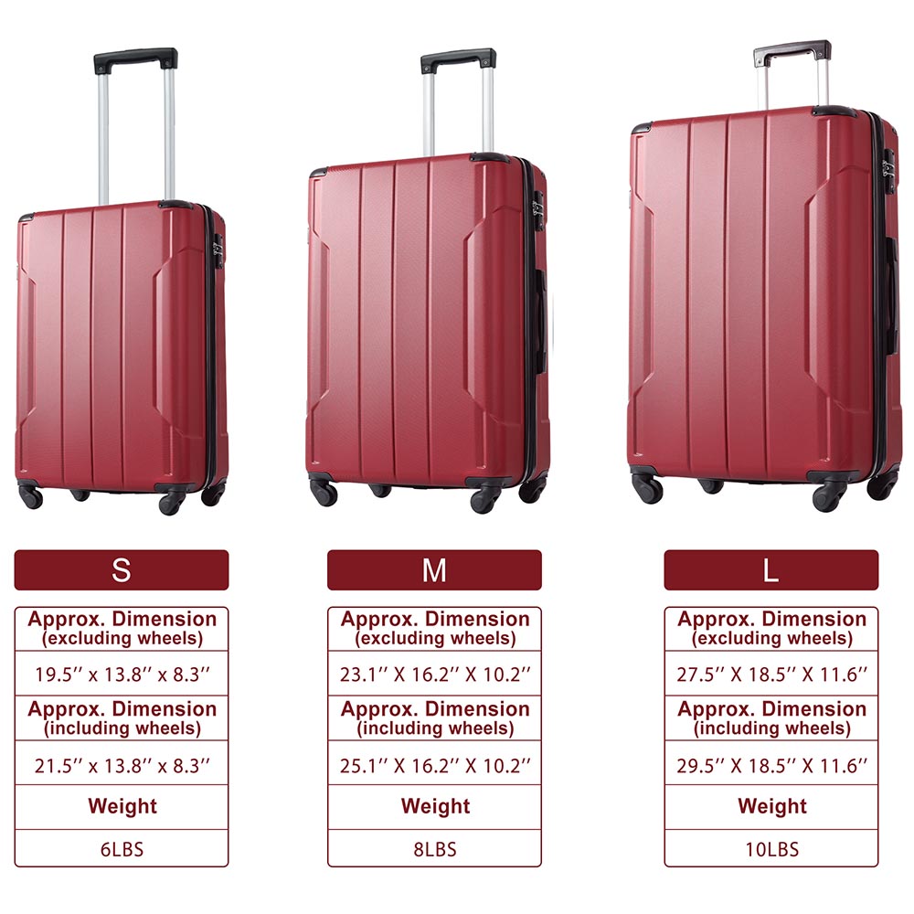 1Pc 20In Expandable Lightweight Spinner Suitcase with Corner Guards - Red_11