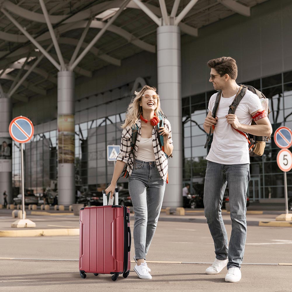 1Pc 20In Expandable Lightweight Spinner Suitcase with Corner Guards - Red_18