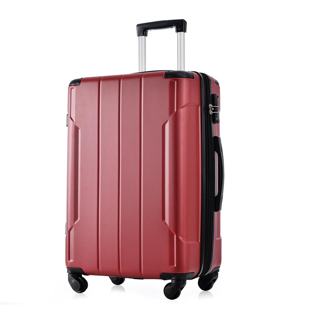 1Pc 20In Expandable Lightweight Spinner Suitcase with Corner Guards - Red_0
