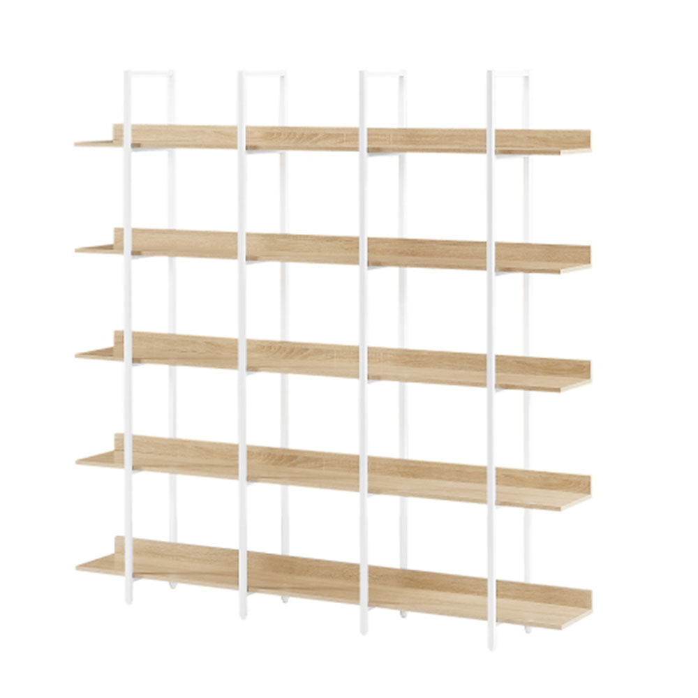 5-Tier Industrial Bookshelf with Metal Frame - White_1