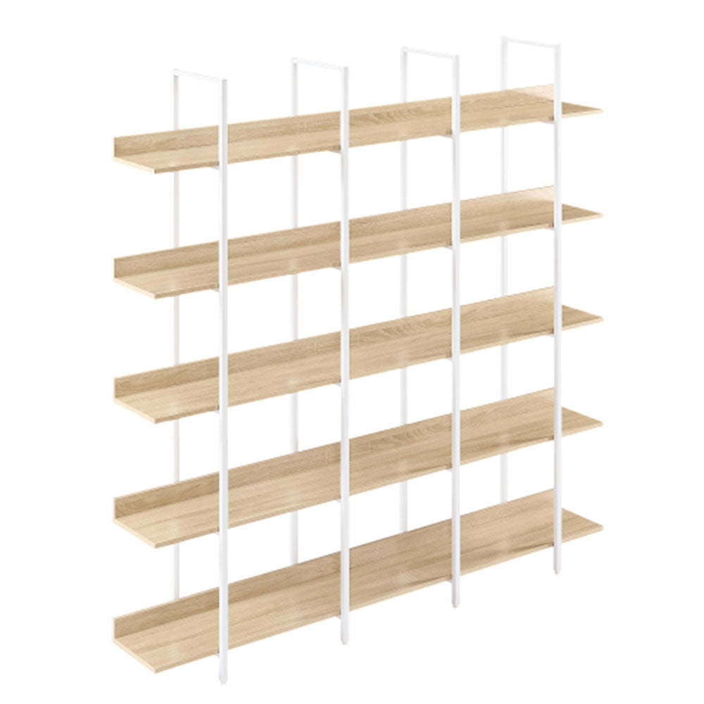 5-Tier Industrial Bookshelf with Metal Frame - White_10