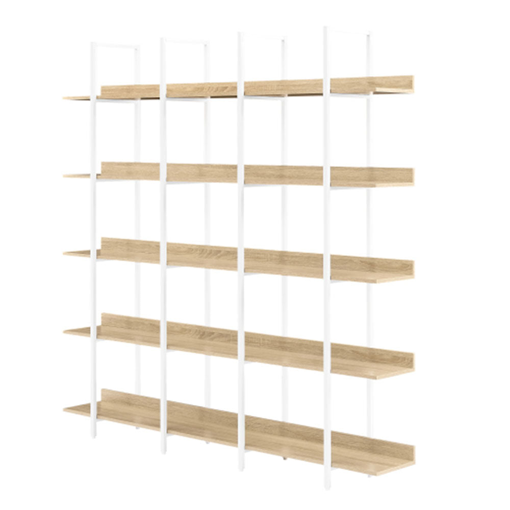 5-Tier Industrial Bookshelf with Metal Frame - White_9