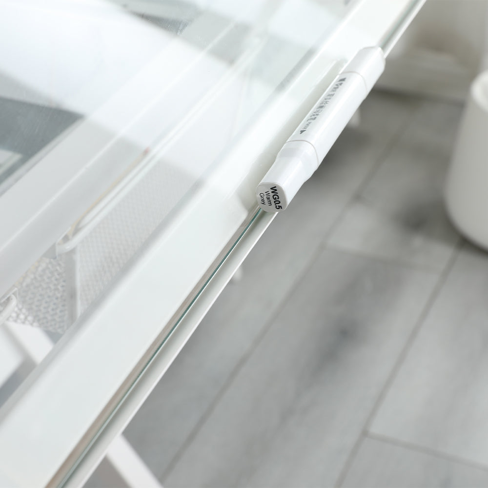 Tempered Glass Adjustable Drafting Table - White_8