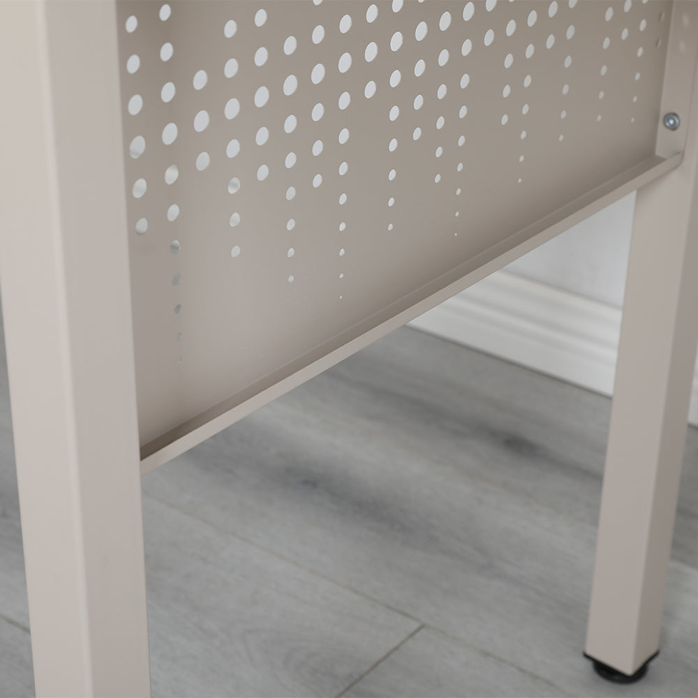 Office Desk with Metal Decor Panel - Beige_5