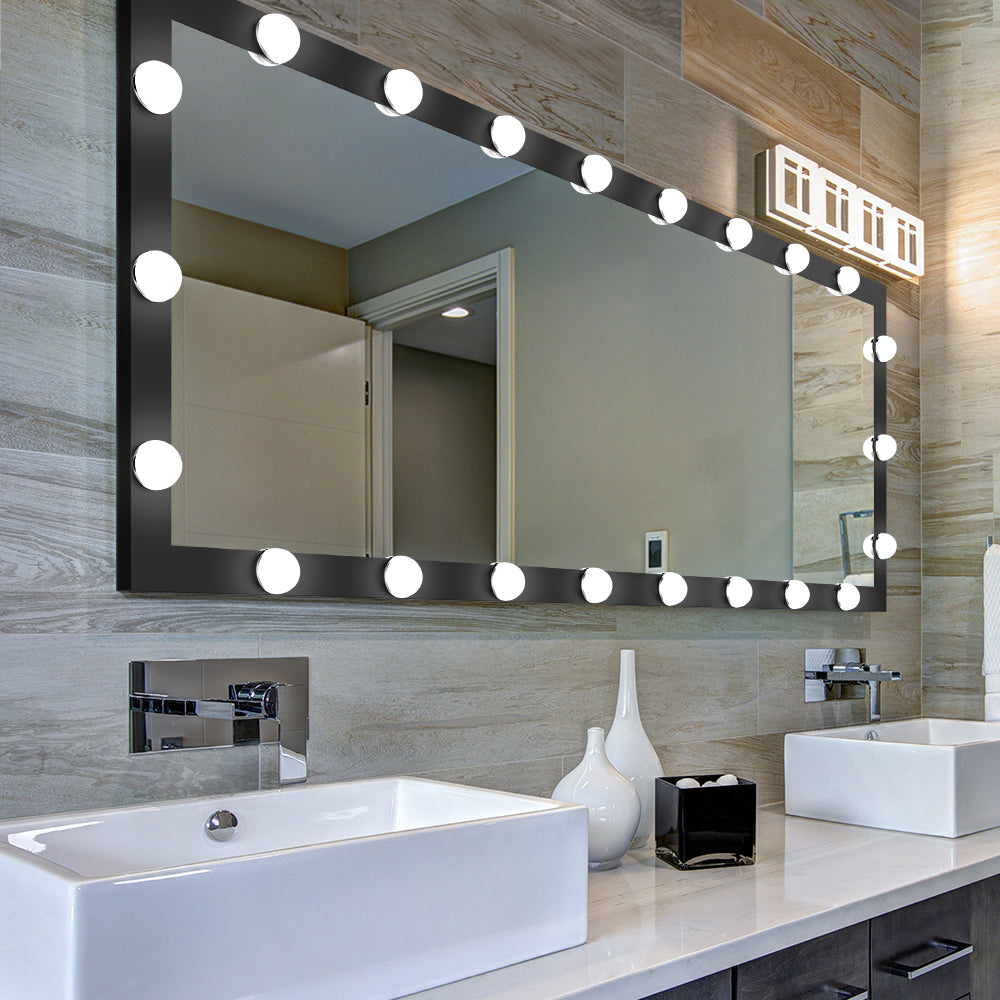 63x24 Inch Hollywood Full-Length Lighted Mirror, 3 Color Modes, Touch Control, - Black_9